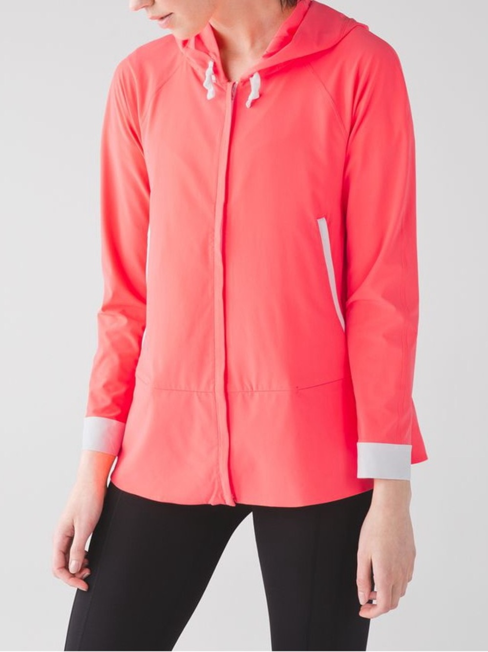 lululemon Sunshine Showers Coral Hooded Lightweight Jacket with White Accents